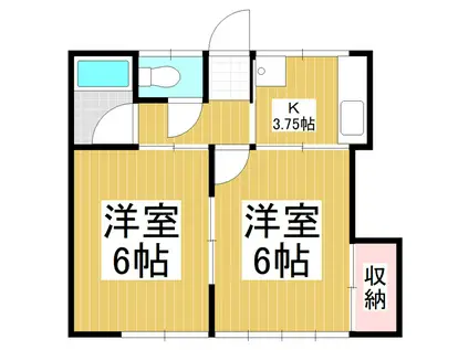 サニーハイツ文園(2K/2階)の間取り写真