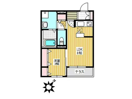 DUCATI要町(1DK/1階)の間取り写真