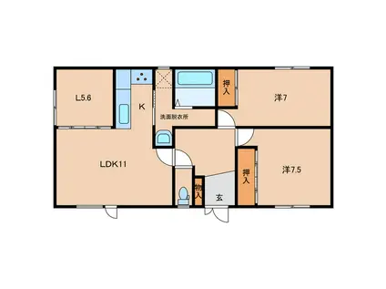サンハイツ(3LDK/1階)の間取り写真