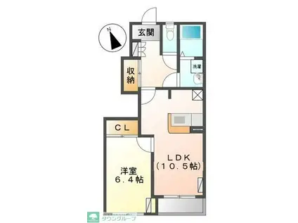 BEAMING(1LDK/1階)の間取り写真