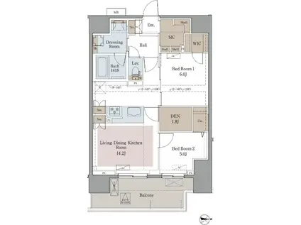 ラグゼナ八王子寺町(2SLDK/7階)の間取り写真