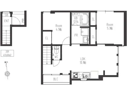 マルベリー大森町(2LDK/1階)の間取り写真
