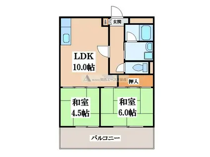 スターリースカイテラニシ(2LDK/5階)の間取り写真