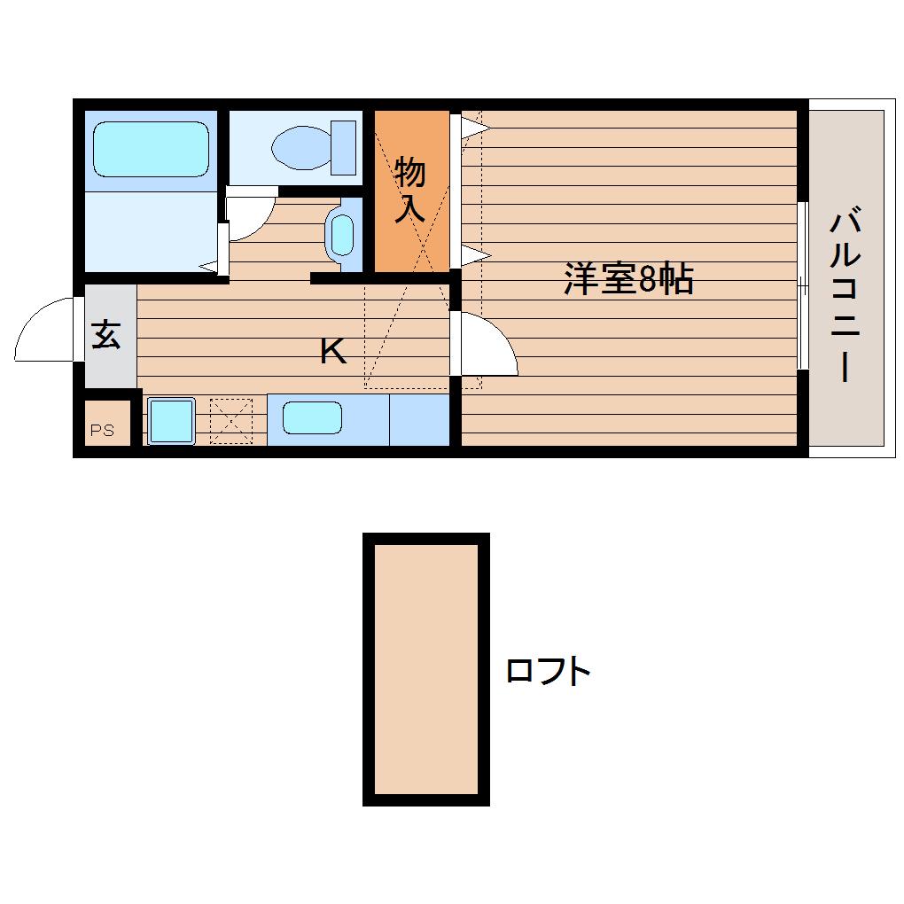 ルージュ1番館(1K/2階)の間取り写真