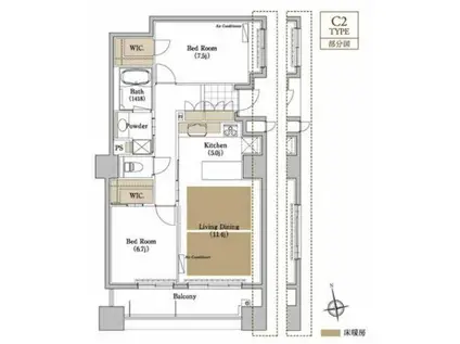 プライムメゾン御器所(2LDK/8階)の間取り写真