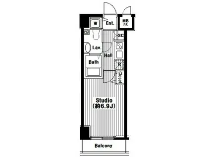 グランド・ガーラ芝公園(1K/4階)の間取り写真