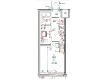 クレヴィスタ横浜鶴見(1K/2階)の間取り写真