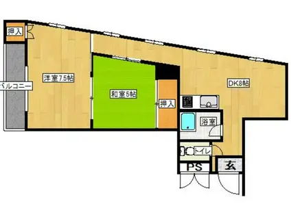 西都ビル(2DK/4階)の間取り写真