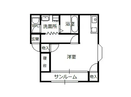 シャトーKOIKENO.3(1K/2階)の間取り写真