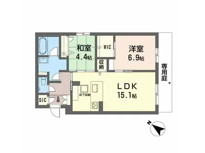 シャーメゾン 新屋敷 PREMIUM(2LDK/1階)の間取り写真