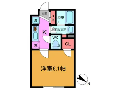 ベリエ行徳(1K/1階)の間取り写真