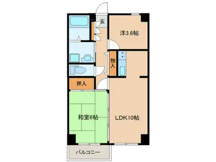 パールロイヤルYUKI(2LDK/2階)の間取り写真