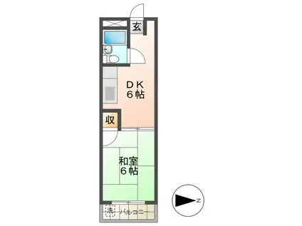 アバンハウスI(1DK/2階)の間取り写真