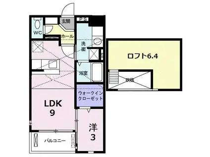 リバ・シティ夢咲II(1LDK/2階)の間取り写真