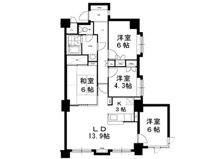 ローヤルハイツ南9条II(4LDK/6階)の間取り写真