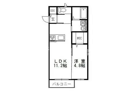 リデンテ平田(1LDK/2階)の間取り写真