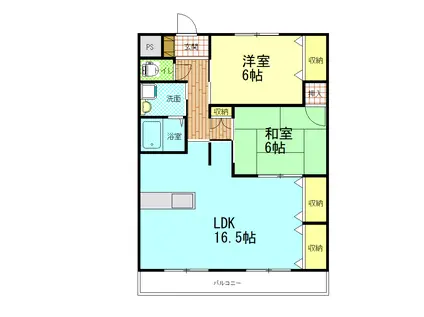 アシスト笹笛B(2LDK/2階)の間取り写真