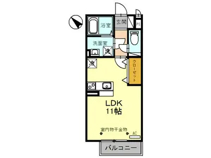 エムステート(ワンルーム/2階)の間取り写真