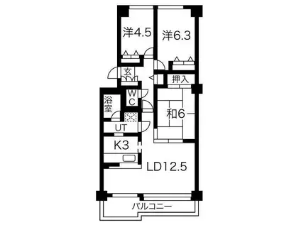 ガーデンハウス手稲ステーションスクエア(3LDK/5階)の間取り写真
