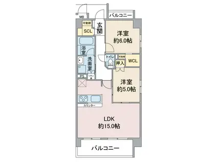 エトワール社が丘(2LDK/3階)の間取り写真