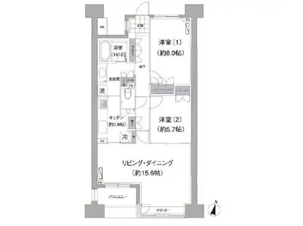 アビティ目黒(2LDK/4階)の間取り写真