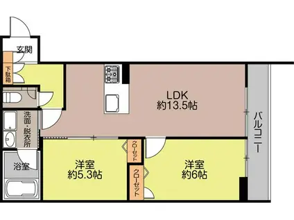 シャーメゾン ラヴィ・ベール(2LDK/2階)の間取り写真