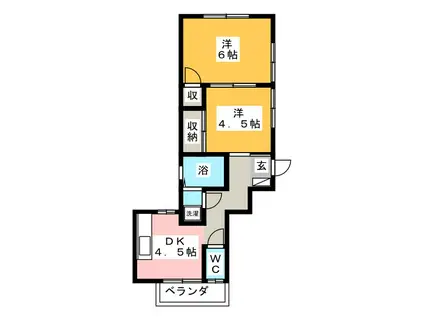 オオノハイム(2DK/2階)の間取り写真