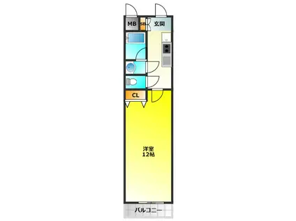 エレガンス秋山II(1K/2階)の間取り写真