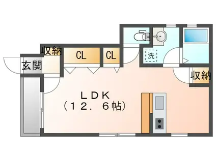 エターナルシー藤江(1K/1階)の間取り写真