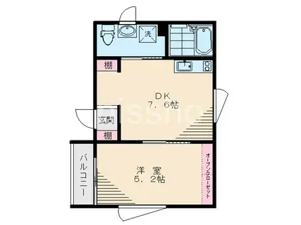 ゼフィロス(1DK/1階)の間取り写真