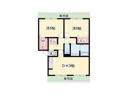 クレール・コート(2DK/1階)の間取り写真