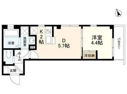 ソレアード四ツ谷(1DK/1階)の間取り写真