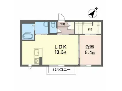 エクラシエ自由ヶ丘(1LDK/2階)の間取り写真
