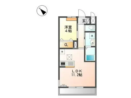 イーロ グレッソ(1LDK/2階)の間取り写真