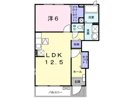 アベニールB(1LDK/1階)の間取り写真