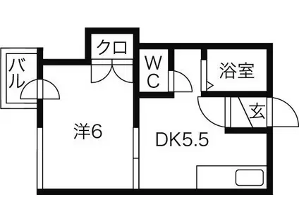 プロスペリティ(1DK/1階)の間取り写真