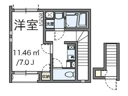 オリーブハウスVIII(1K/2階)の間取り写真