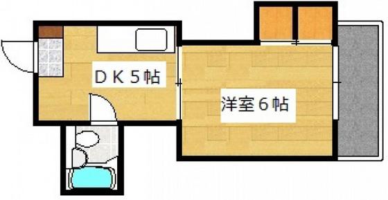コーポ福島(1DK/3階)の間取り写真