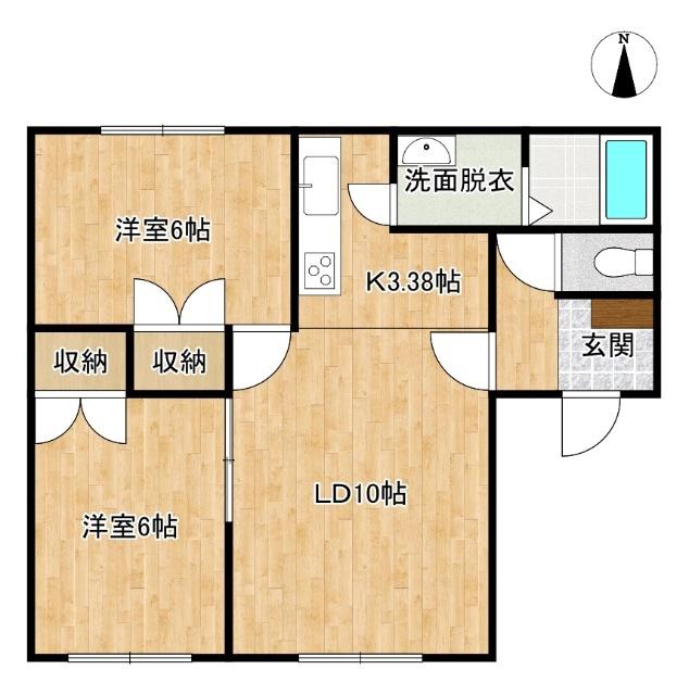 リトルフラッツ1ST(2LDK/2階)の間取り写真