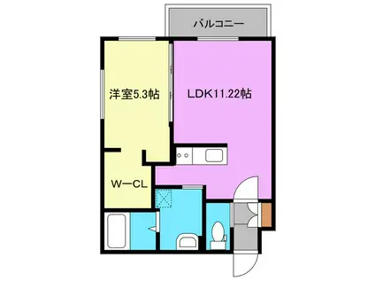 VENTVERT(1LDK/1階)の間取り写真