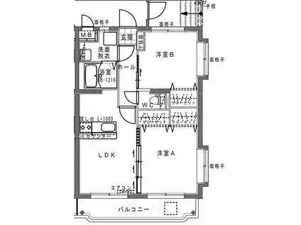 ユーミー西町(2LDK/1階)の間取り写真