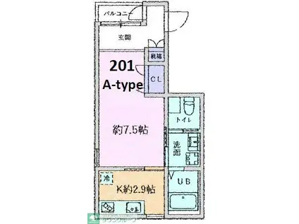 SCENE上板橋(1K/2階)の間取り写真