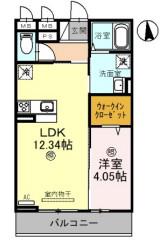 ウエスト ポート(1LDK/1階)の間取り写真
