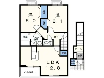 ピュアパレス(2LDK/2階)の間取り写真