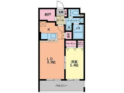 フィオーレ(1LDK/3階)の間取り写真