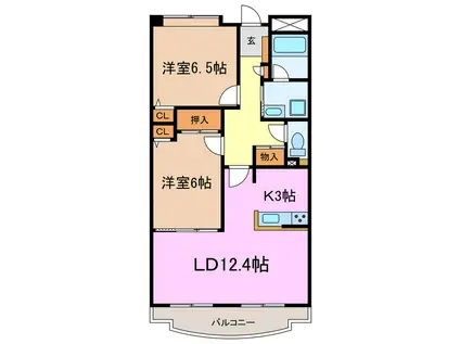 シャルム(2LDK/1階)の間取り写真