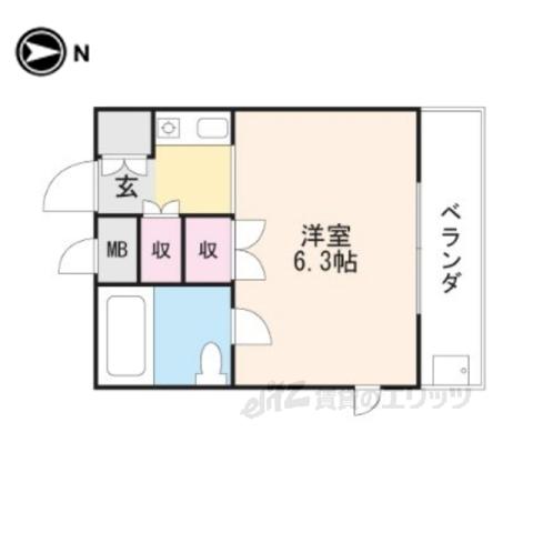 みささぎプチハイツ(1K/1階)の間取り写真