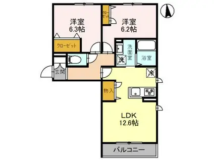 シャーメゾン茜(2LDK/3階)の間取り写真