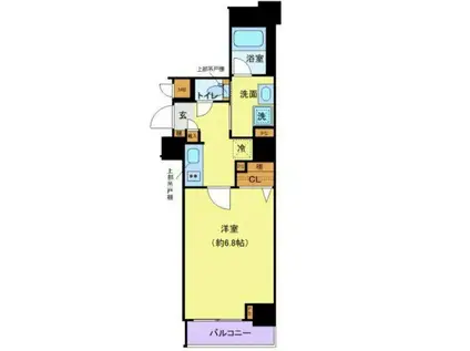 ディアレイシャス市谷薬王寺(1K/4階)の間取り写真