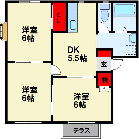 ドミール鳥井A(2LDK/1階)の間取り写真